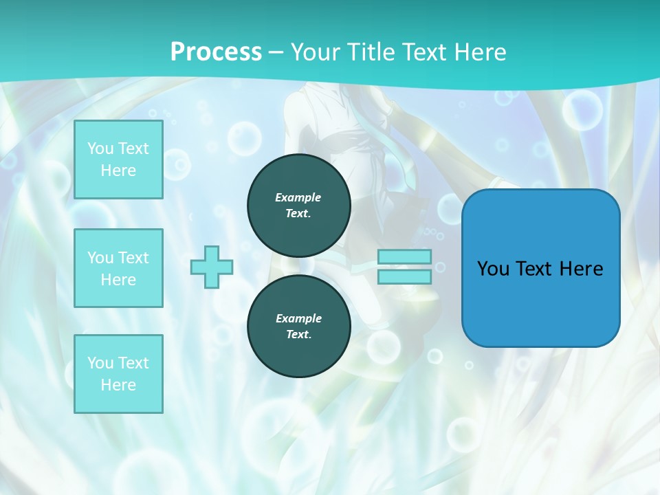 A Woman In A Blue Dress With Bubbles Powerpoint Presentation Template PowerPoint Template