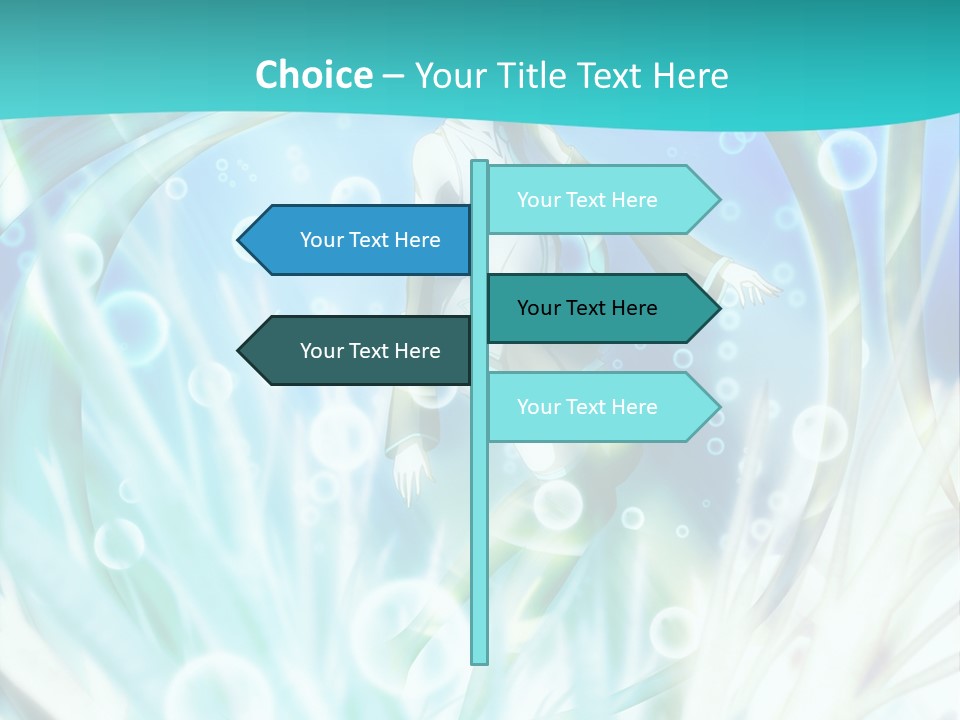 A Woman In A Blue Dress With Bubbles Powerpoint Presentation Template PowerPoint Template