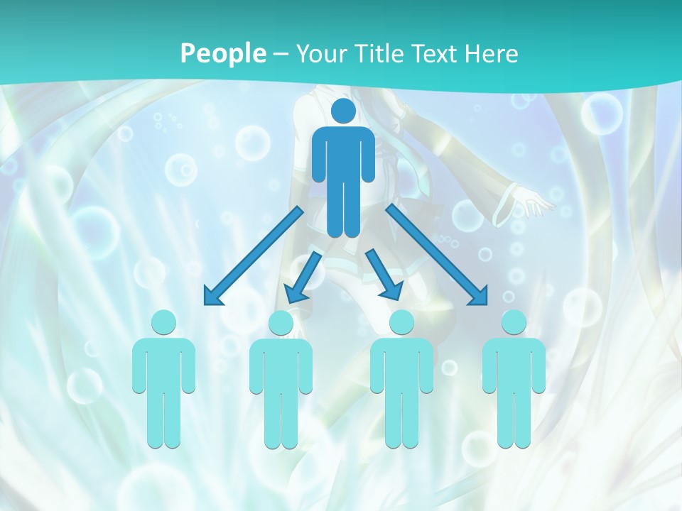 A Woman In A Blue Dress With Bubbles Powerpoint Presentation Template PowerPoint Template