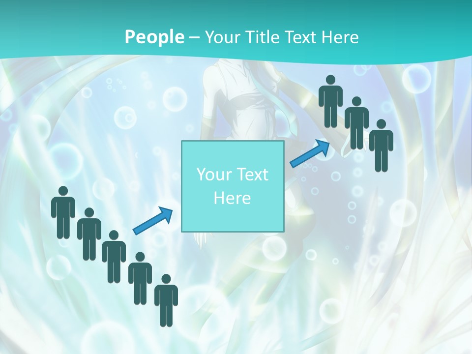 A Woman In A Blue Dress With Bubbles Powerpoint Presentation Template PowerPoint Template