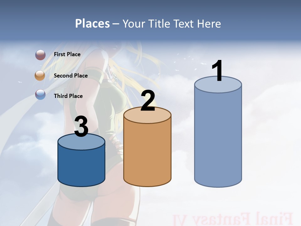 A Woman In A Green Dress Is Standing In The Sky PowerPoint Template