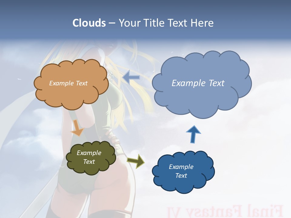 A Woman In A Green Dress Is Standing In The Sky PowerPoint Template