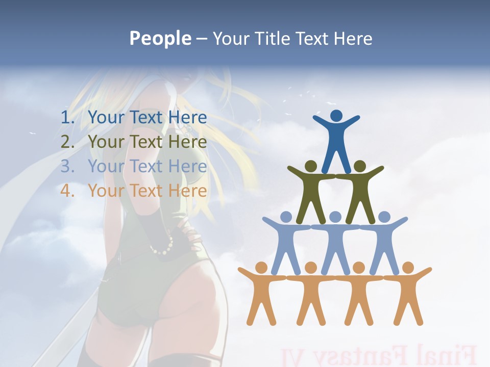 A Woman In A Green Dress Is Standing In The Sky PowerPoint Template