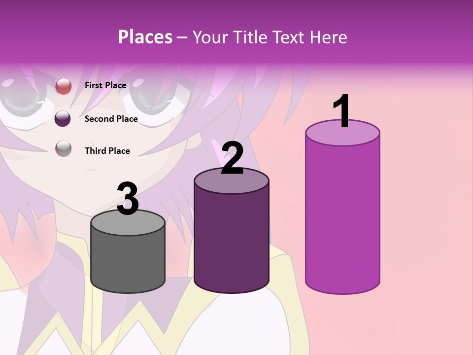 A Anime Character With Purple Hair And Blue Eyes PowerPoint Template