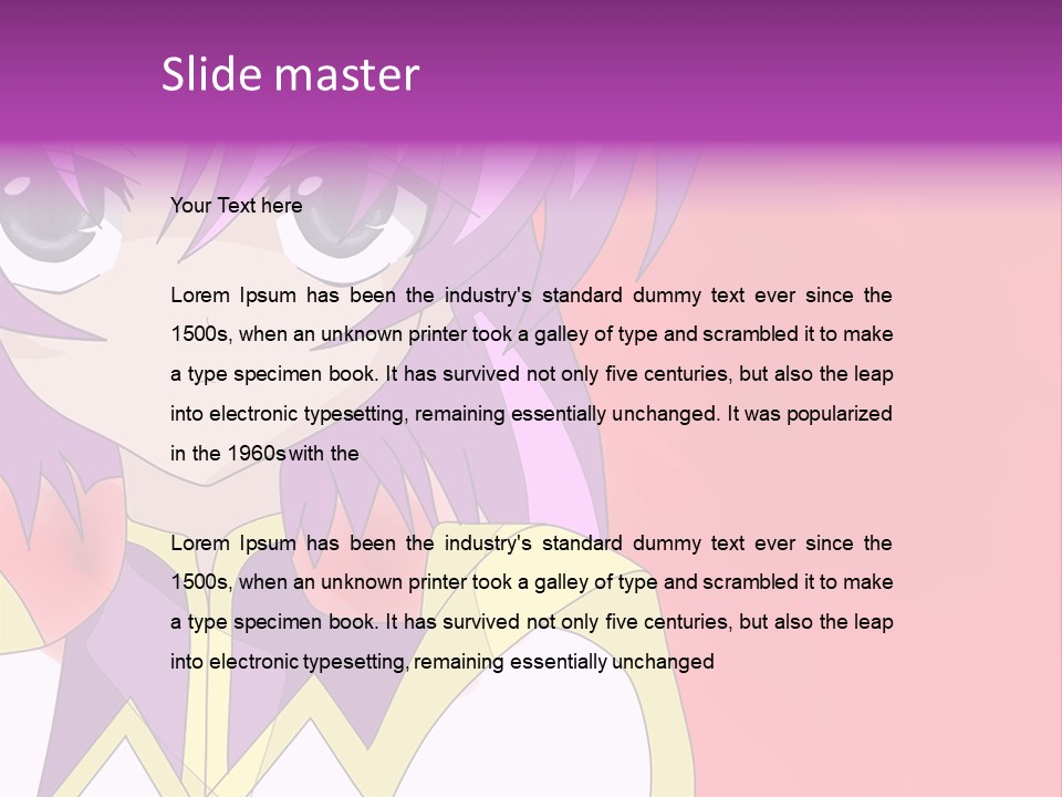 A Anime Character With Purple Hair And Blue Eyes PowerPoint Template