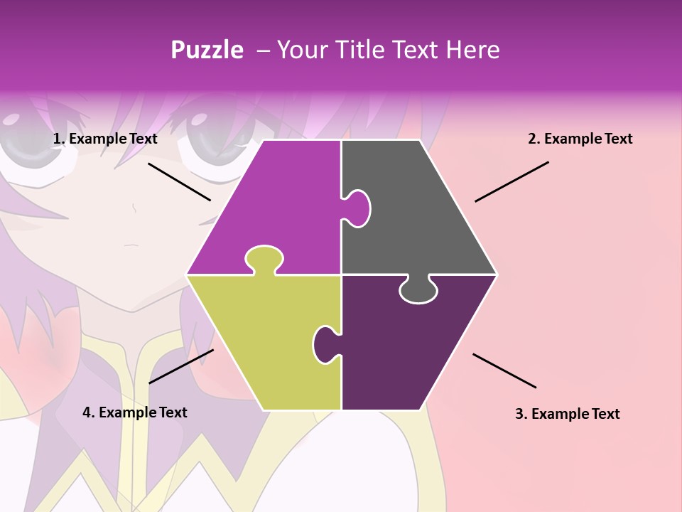 A Anime Character With Purple Hair And Blue Eyes PowerPoint Template