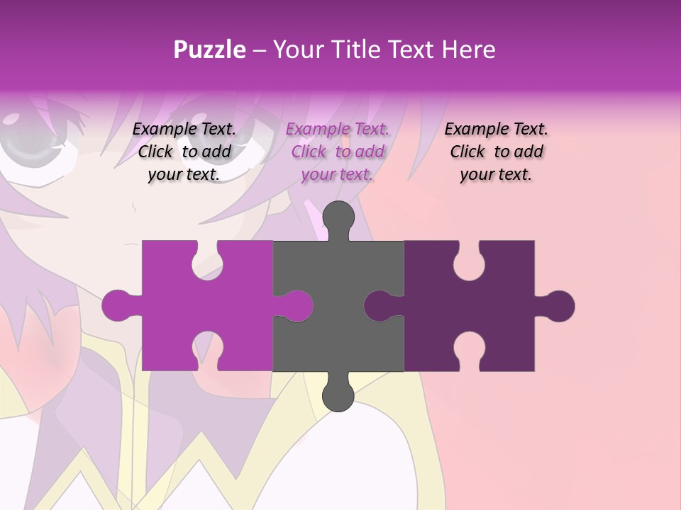 A Anime Character With Purple Hair And Blue Eyes PowerPoint Template