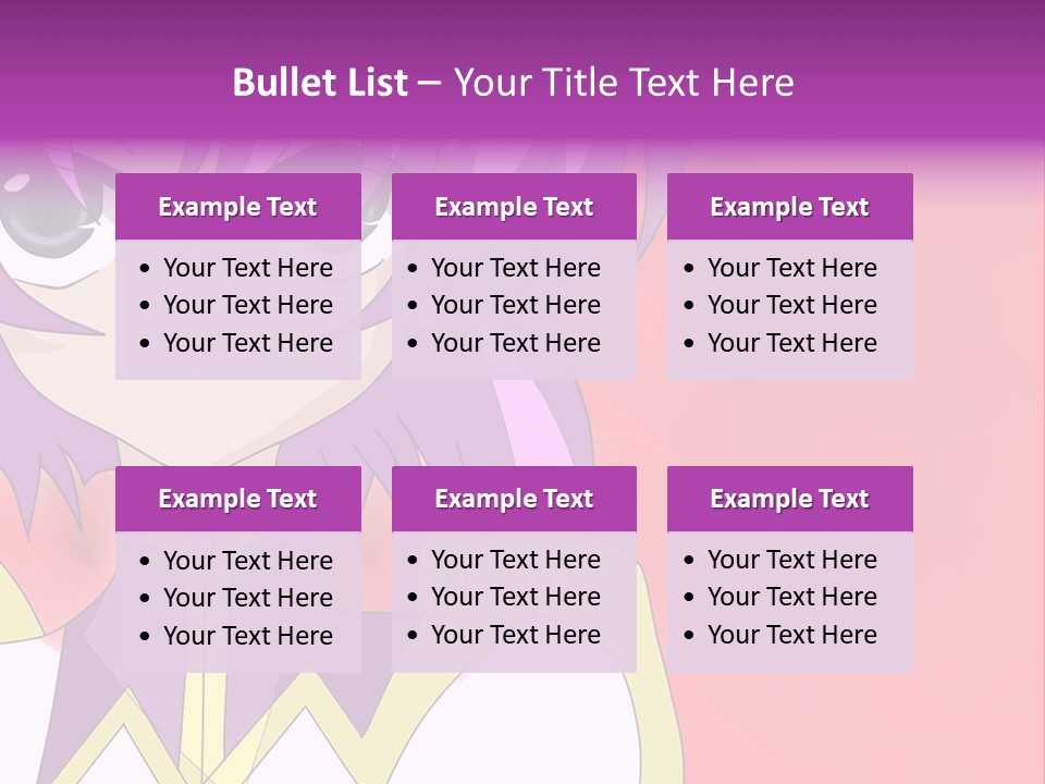 A Anime Character With Purple Hair And Blue Eyes PowerPoint Template