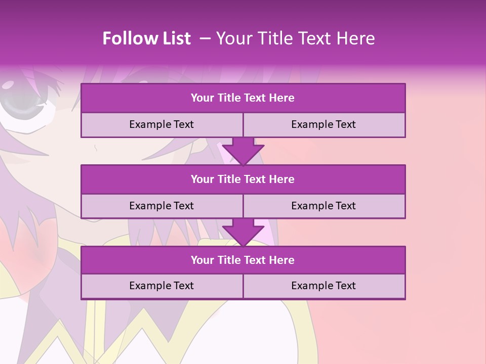 A Anime Character With Purple Hair And Blue Eyes PowerPoint Template