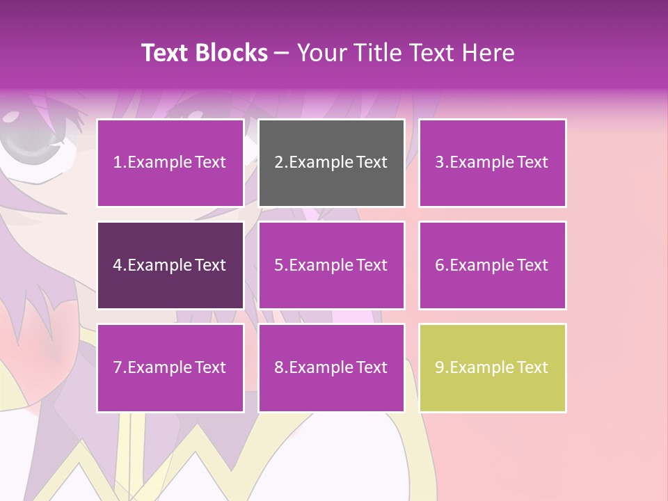 A Anime Character With Purple Hair And Blue Eyes PowerPoint Template