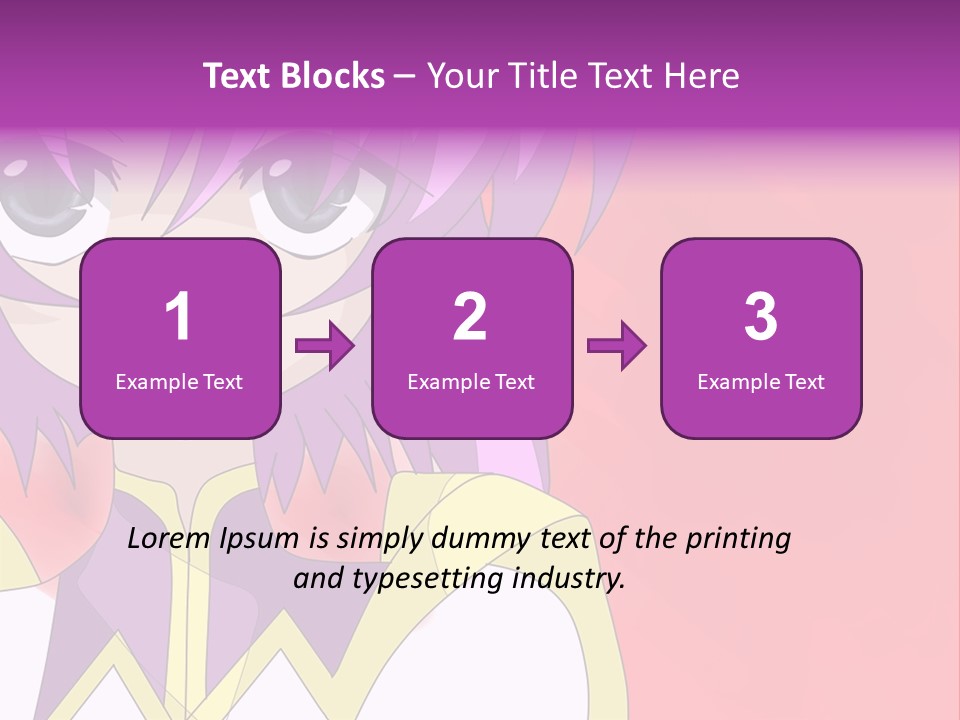 A Anime Character With Purple Hair And Blue Eyes PowerPoint Template