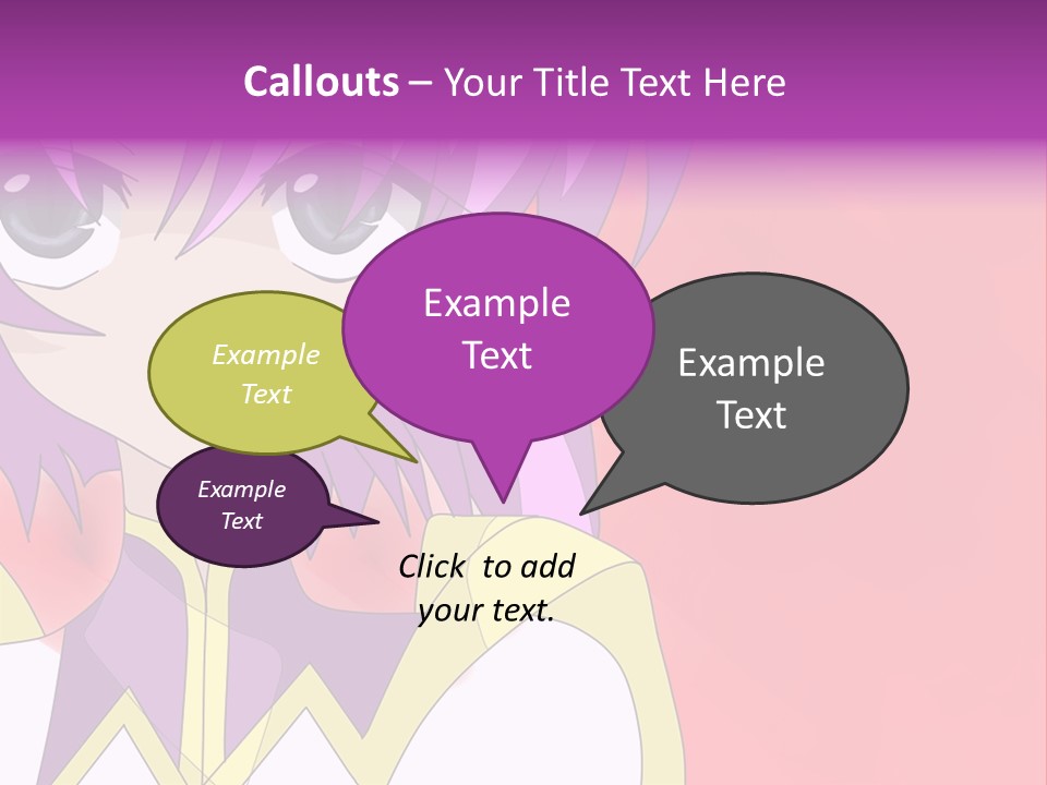 A Anime Character With Purple Hair And Blue Eyes PowerPoint Template