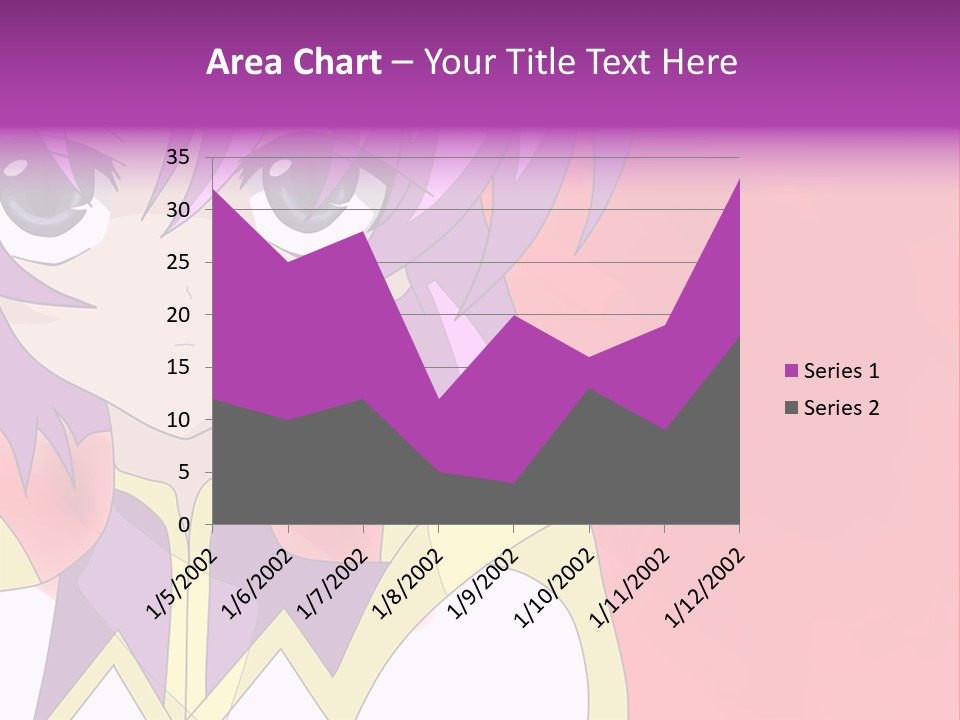 A Anime Character With Purple Hair And Blue Eyes PowerPoint Template