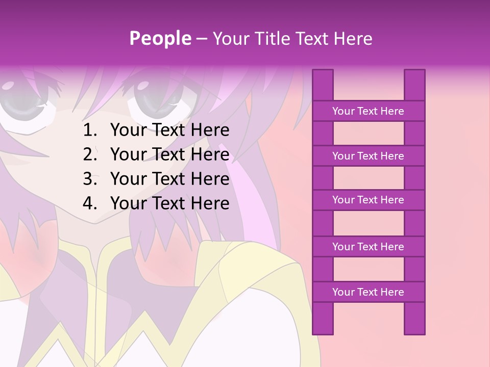 A Anime Character With Purple Hair And Blue Eyes PowerPoint Template