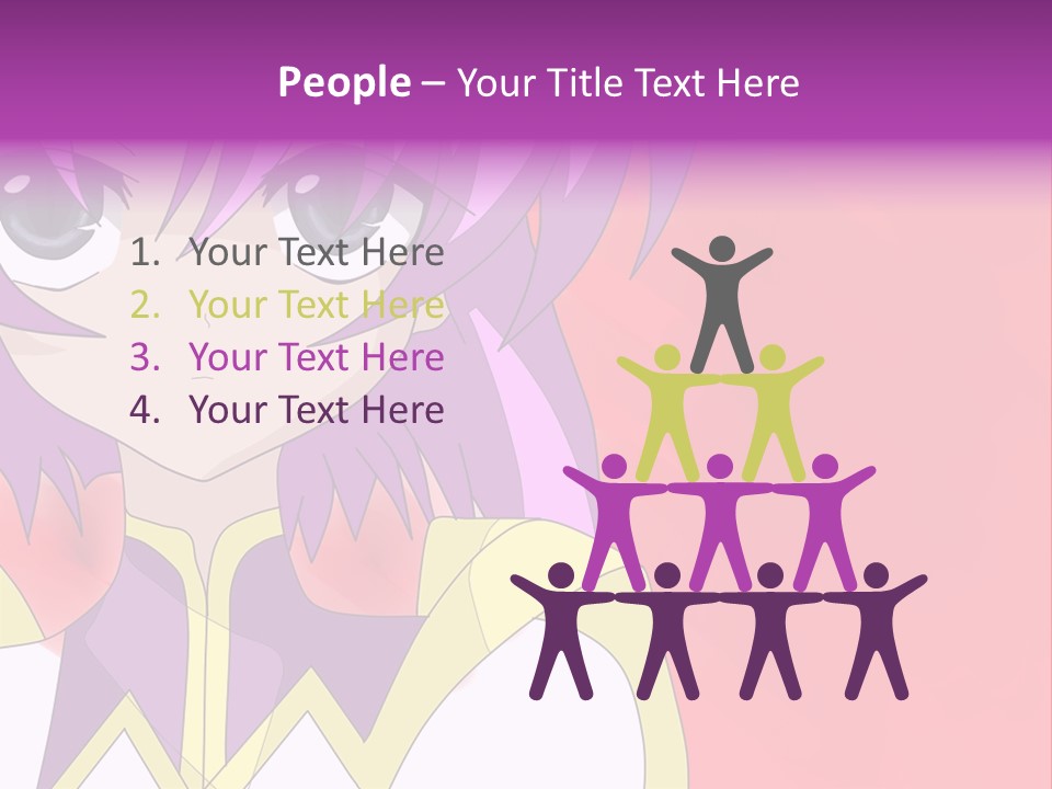 A Anime Character With Purple Hair And Blue Eyes PowerPoint Template