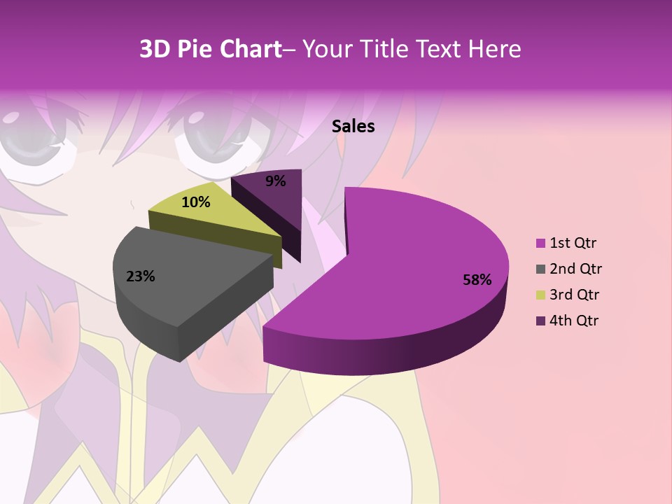 A Anime Character With Purple Hair And Blue Eyes PowerPoint Template