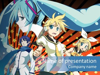 A Group Of Anime Characters Standing In Front Of A Background PowerPoint Template