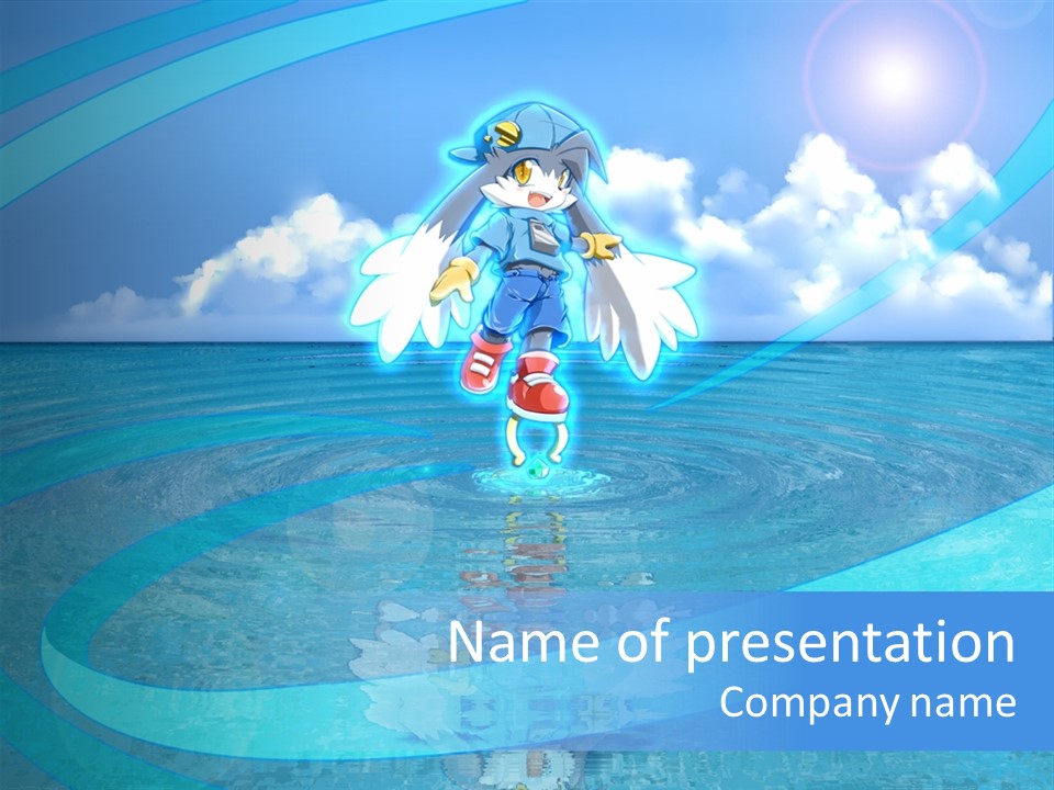 A Picture Of A Cartoon Character Floating In The Water PowerPoint Template