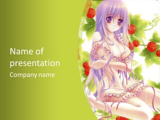 A Girl In A Pink Dress Sitting On A Green Background PowerPoint Template