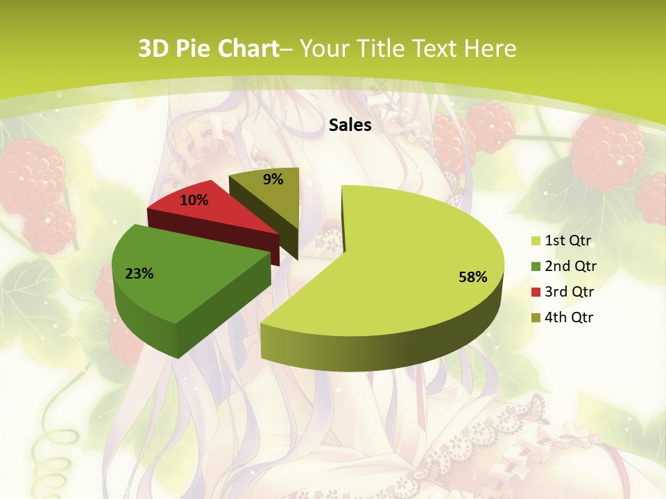 A Girl In A Pink Dress Sitting On A Green Background PowerPoint Template