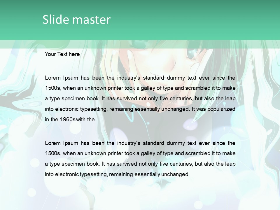 An Anime Character With Green Hair And A Green Background PowerPoint Template