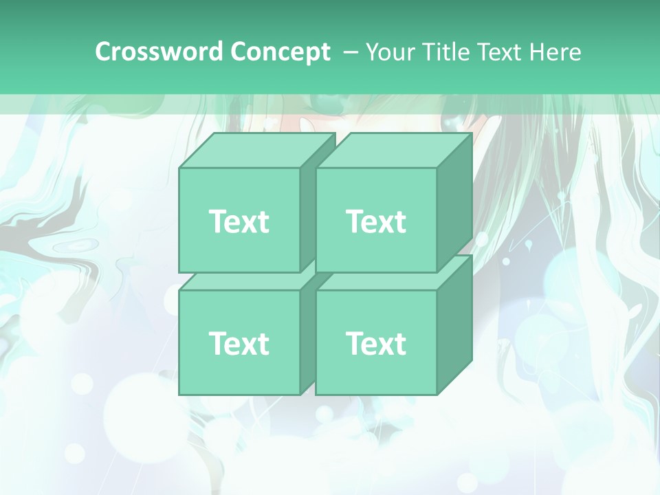 An Anime Character With Green Hair And A Green Background PowerPoint Template