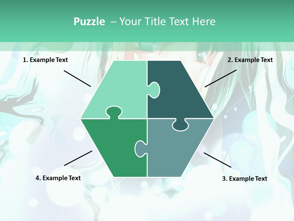 An Anime Character With Green Hair And A Green Background PowerPoint Template