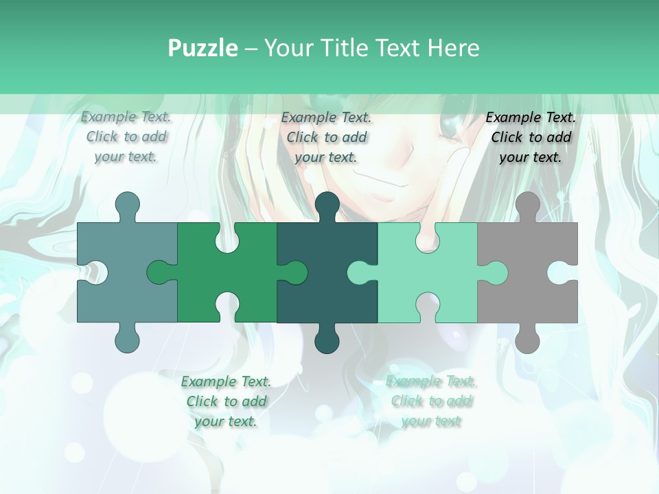 An Anime Character With Green Hair And A Green Background PowerPoint Template