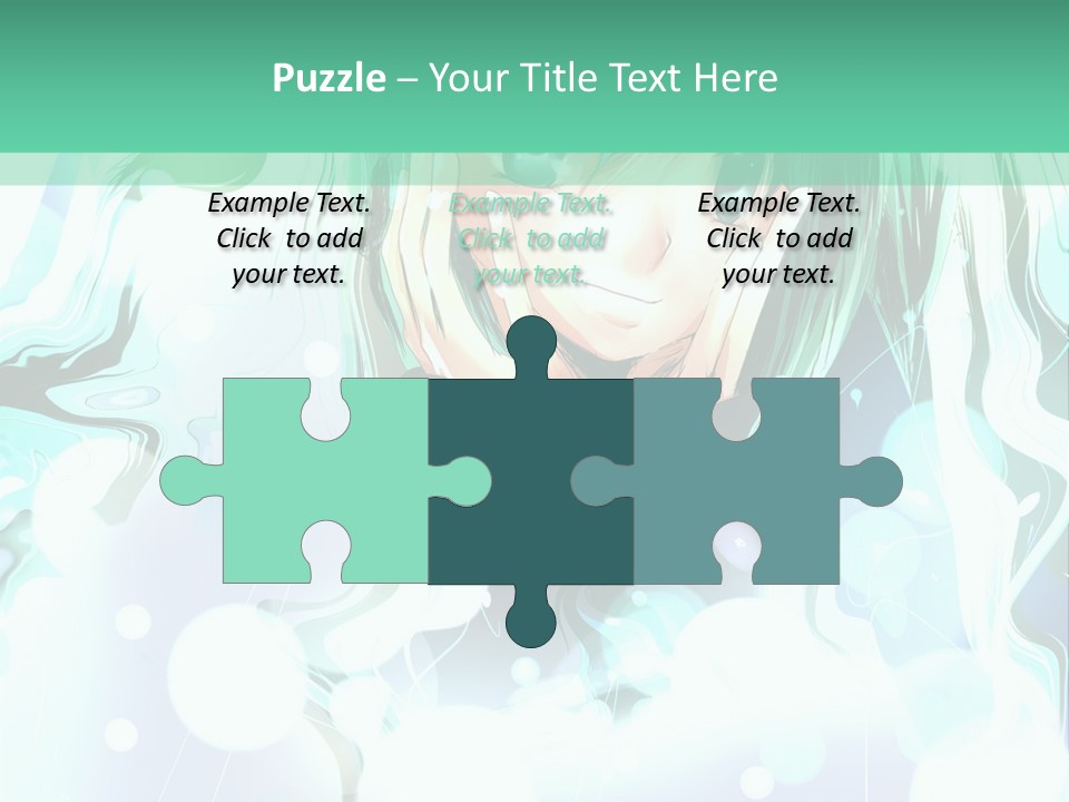 An Anime Character With Green Hair And A Green Background PowerPoint Template