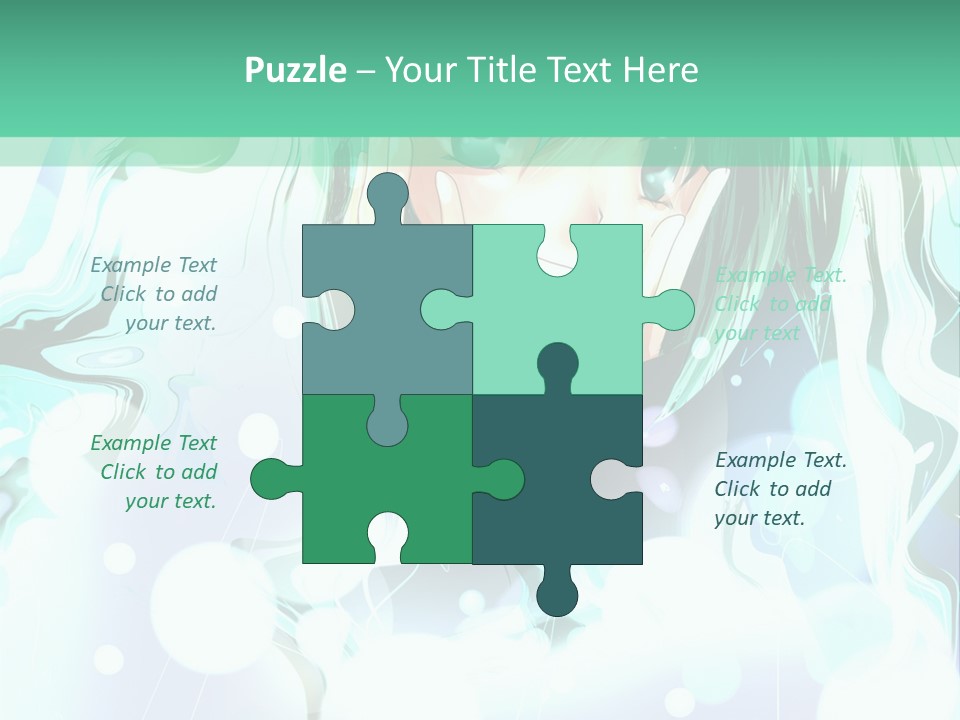 An Anime Character With Green Hair And A Green Background PowerPoint Template