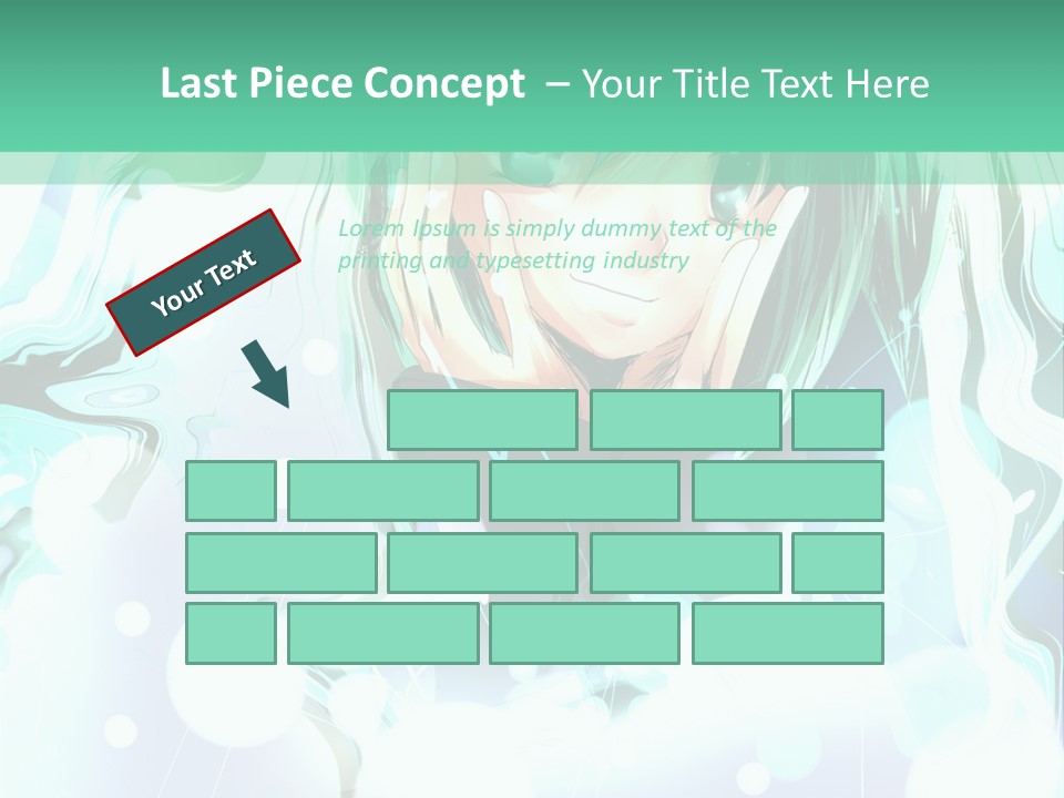 An Anime Character With Green Hair And A Green Background PowerPoint Template