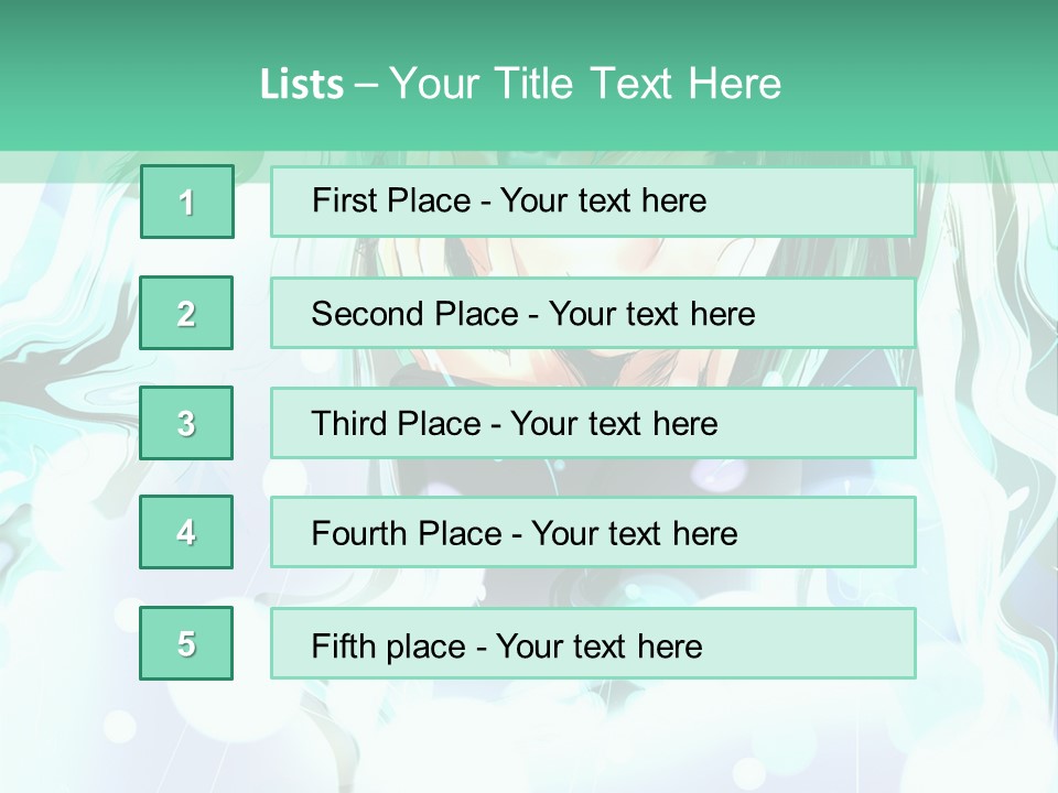 An Anime Character With Green Hair And A Green Background PowerPoint Template