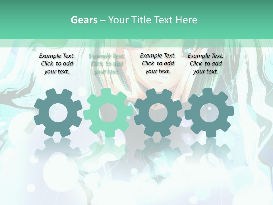 An Anime Character With Green Hair And A Green Background PowerPoint Template