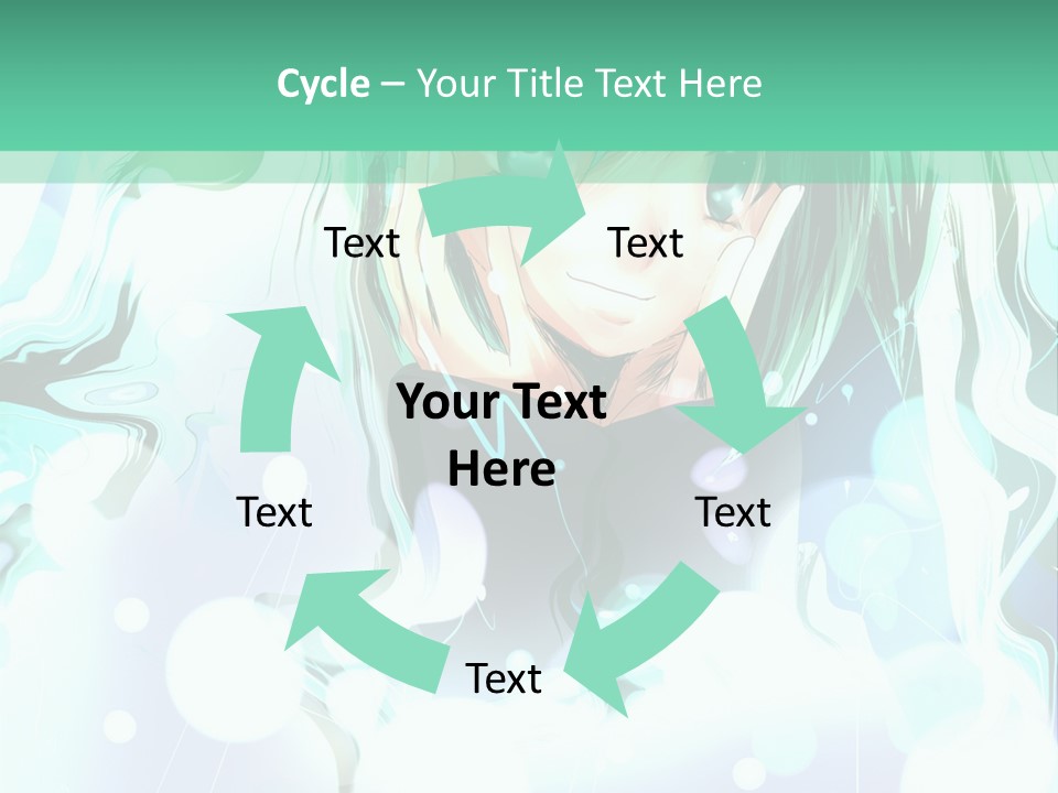 An Anime Character With Green Hair And A Green Background PowerPoint Template