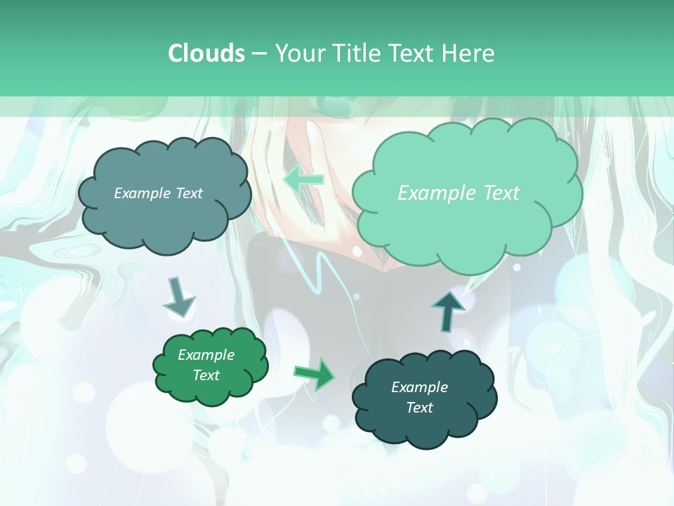 An Anime Character With Green Hair And A Green Background PowerPoint Template