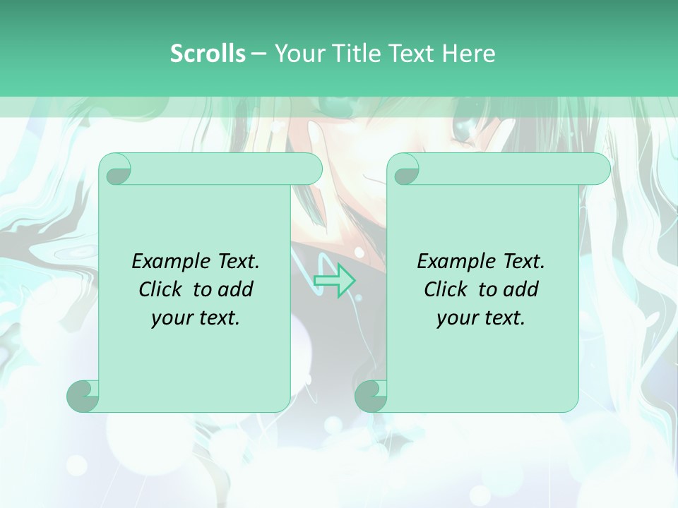 An Anime Character With Green Hair And A Green Background PowerPoint Template