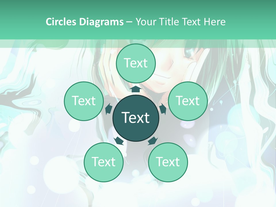 An Anime Character With Green Hair And A Green Background PowerPoint Template