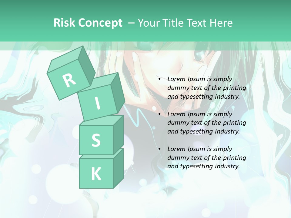 An Anime Character With Green Hair And A Green Background PowerPoint Template