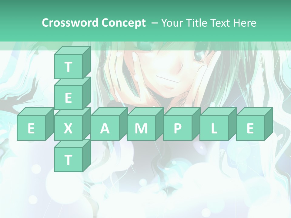 An Anime Character With Green Hair And A Green Background PowerPoint Template