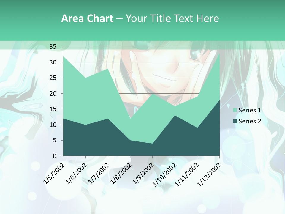 An Anime Character With Green Hair And A Green Background PowerPoint Template