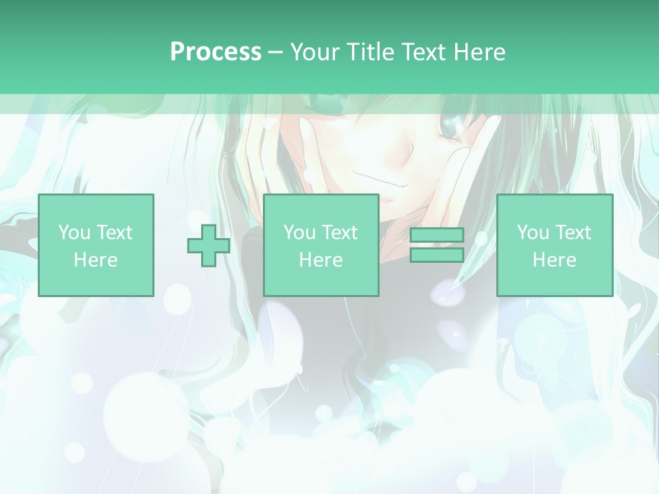 An Anime Character With Green Hair And A Green Background PowerPoint Template