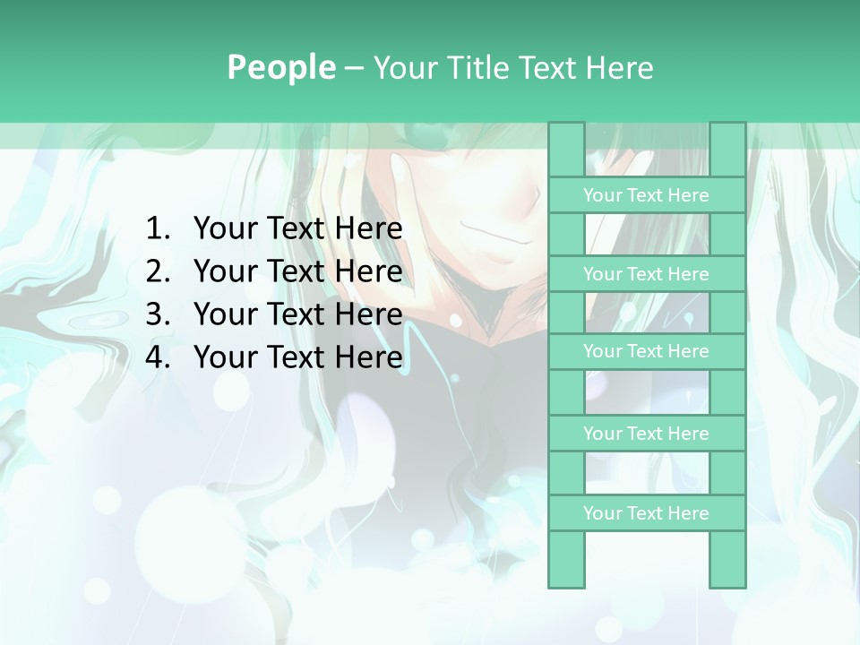 An Anime Character With Green Hair And A Green Background PowerPoint Template