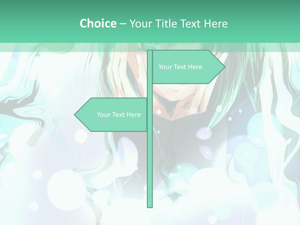 An Anime Character With Green Hair And A Green Background PowerPoint Template