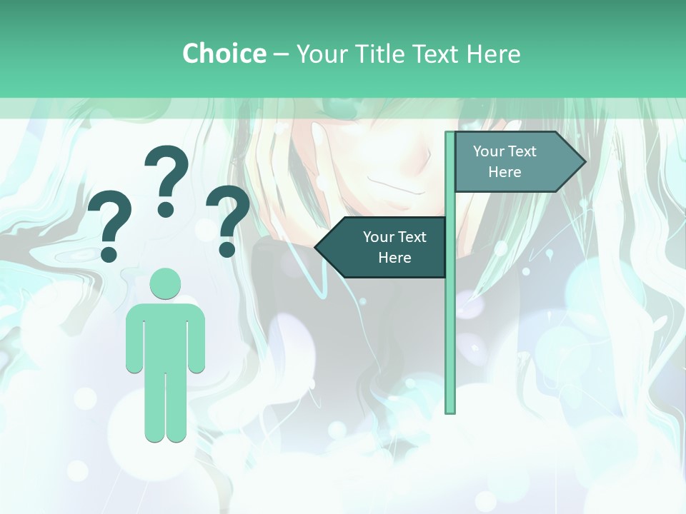 An Anime Character With Green Hair And A Green Background PowerPoint Template