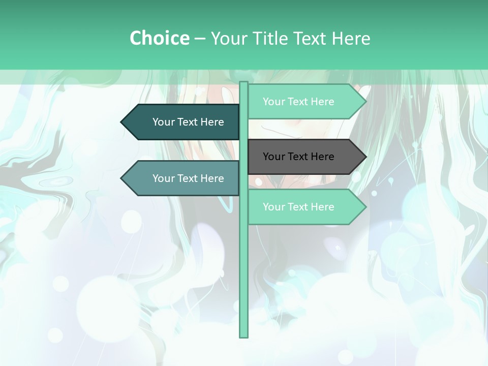 An Anime Character With Green Hair And A Green Background PowerPoint Template