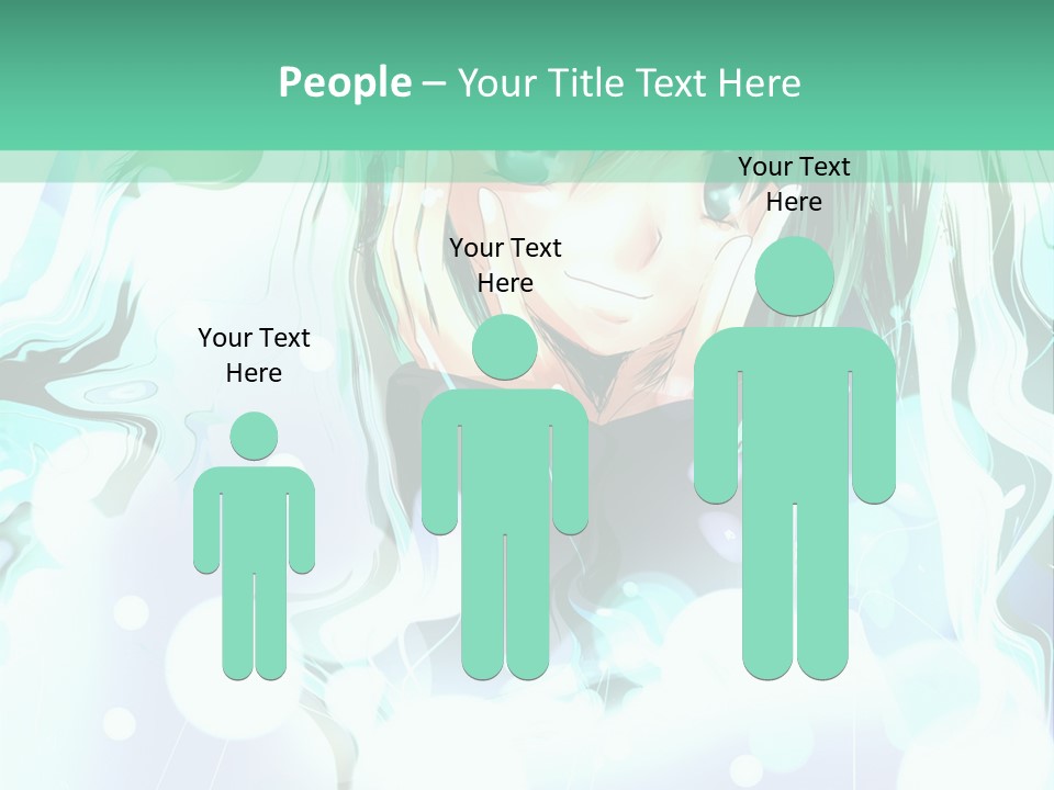An Anime Character With Green Hair And A Green Background PowerPoint Template