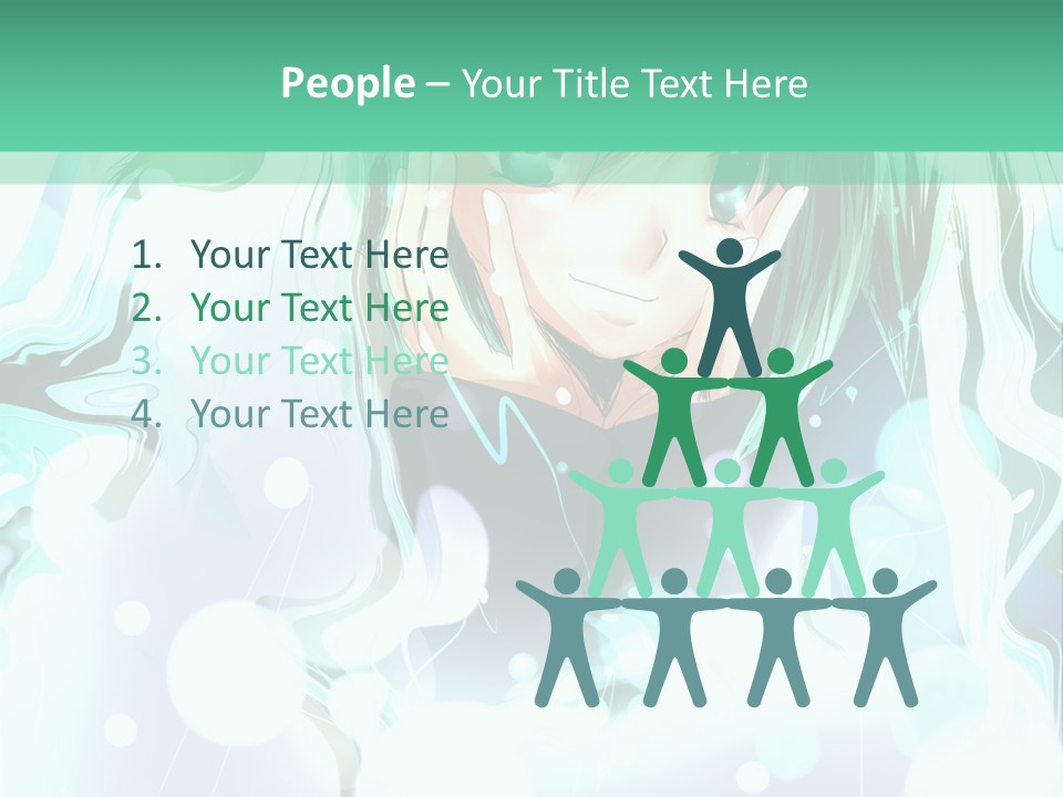 An Anime Character With Green Hair And A Green Background PowerPoint Template