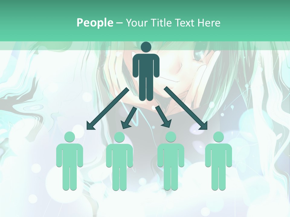 An Anime Character With Green Hair And A Green Background PowerPoint Template