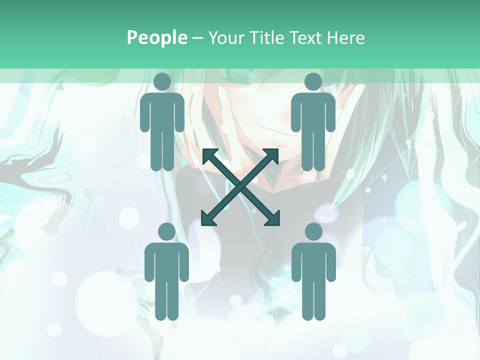 An Anime Character With Green Hair And A Green Background PowerPoint Template