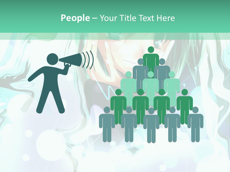 An Anime Character With Green Hair And A Green Background PowerPoint Template